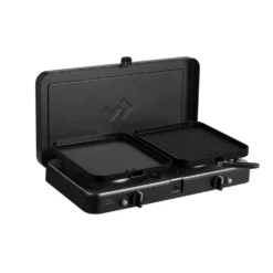 Campingkocher Cadac Dometic 2-Cook 3 Turbo Deluxe, 50 Mbar -Campingausrüstung camping gasgrill cadac dometic 2 cook 3 turbo deluxe inklusive flache und gerippte grillplatte abnehmbarer griff 1000 6 26229