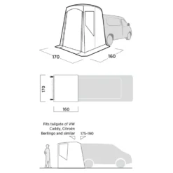 Minicamper-Heckzelt Easy Camp Krossbu Mini Heckklappenzelt -Campingausrüstung easy camp krossbu mini buszelt heckzelt masse groesse skizze 1 28046