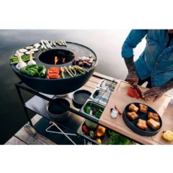 FIRE KITCHEN Mit BOWL 70 Plancha-Grillset Tief -Campingausrüstung feuerschale bowl70 plancha grillset tief hoefats fire kitchen outdoor kueche mobil grillen auf drei ebenen 1000 3 26346