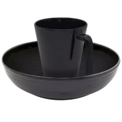 Campinggeschirr Eurotrail Bahia Melamin-Geschirrset -Campingausrüstung henkelbecher suppenteller melamin tiefer teller camping geschirrset eurotrail bahia 16 teiliges melamin geschirr set tableware 1000 2 22083