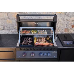 Outdoorküche Napoleon OASIS Compact 105 Mit BIG32-1 Und Einbau Sizzle Zone, Mattschwarz -Campingausrüstung napoleon einbaugrill oasis 105 outdoor kitchen mit innenraumbeleuchtung arbeitsplatte aus feinsteinzeug 1000 9 28162