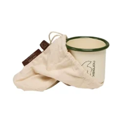 Emaillierte Tasse Nordisk Madam Blå, 250 Ml -Campingausrüstung nordisk madam bla cup gruener rand emaille becher trinkbecher tasse mit henkel mit verstaubeutel 1000 4 26776