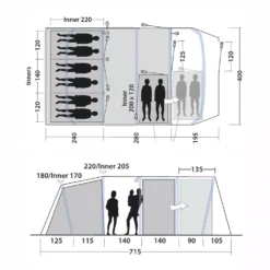 Aufblasbares Campingzelt Outwell Tennessee 6+2 Air -Campingausrüstung skizze 2 outwell tennessee 6 2 air campingzelt familienzelt acht personen 1000 2 27458
