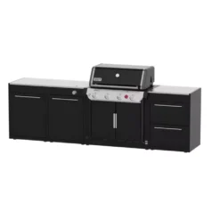 Weber Outdoorküche BBQ-Kitchen 331, 3 Modul Für Genesis E-435 -Campingausrüstung weber genesis e435 gasgrill outdoor kueche grillkueche tuermodul 2 ladenmodul seitenbrennermodul gasflasche grillzubehoer verstauen 1000 3 26517